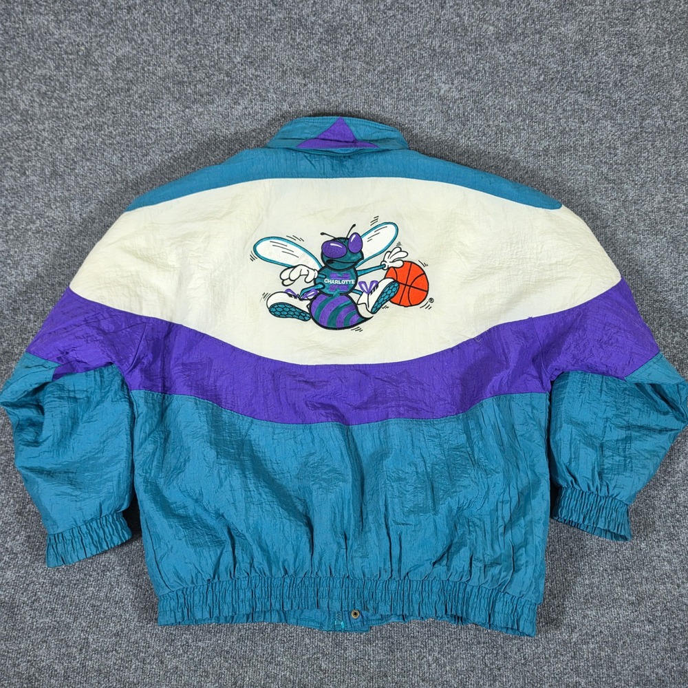 Vintage 90s Apex One NBA Charlotte Hornets Zip Jacket Colorblock Mens Size Large